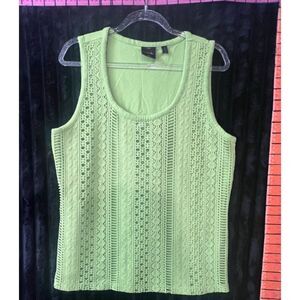Rafaella Women’s Medium Lime Green Crochet Front Sleeveless Tank Top